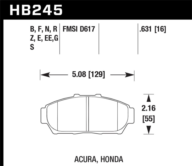 Acura Integra Brake Pads - Front - Hawk Performance - HP+ Street - `94-`01 Acura Integra Brake Pads - Front - Hawk Performance - HP+ Street - `94-`01